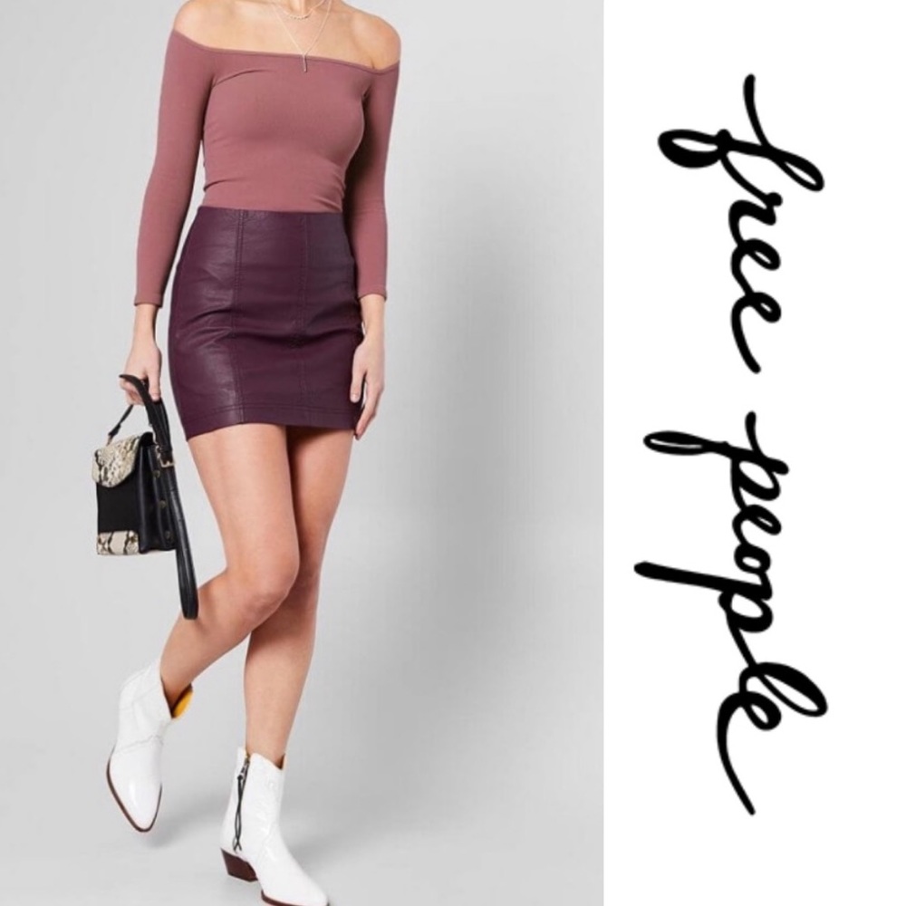 FREE PEOPLE Modern Femme Vegan Leather Mini Skirt